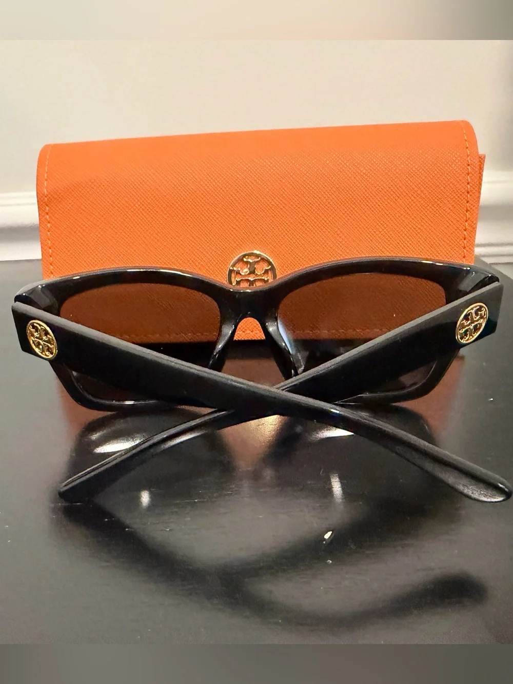 Tory Burch Black Sunglasses with Orange Case